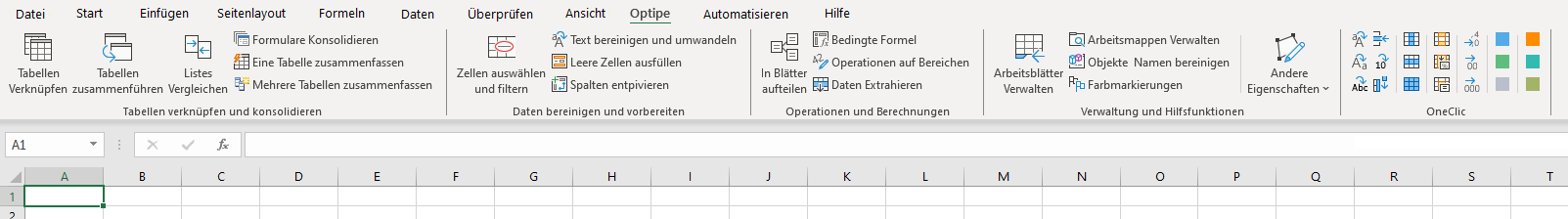Optipe Data Tools Suite Menü Optipe Menü
