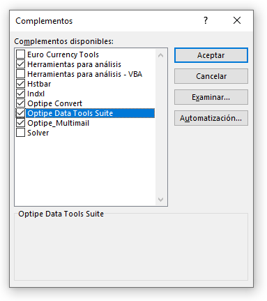 Desmarcar complemento Optipe