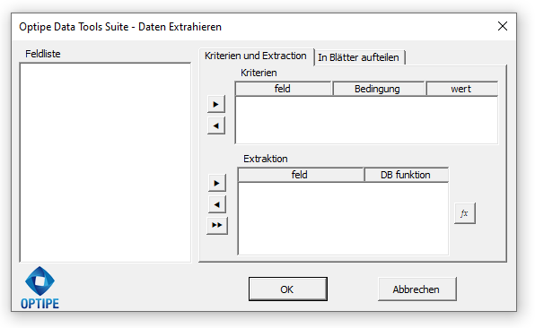 App-Fenster Auszug Tabellendaten