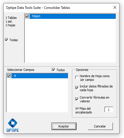 Ventana App Consolidar Tablas