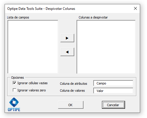 Optipe Data Tools Virar Colunas Interface Virar Colunas