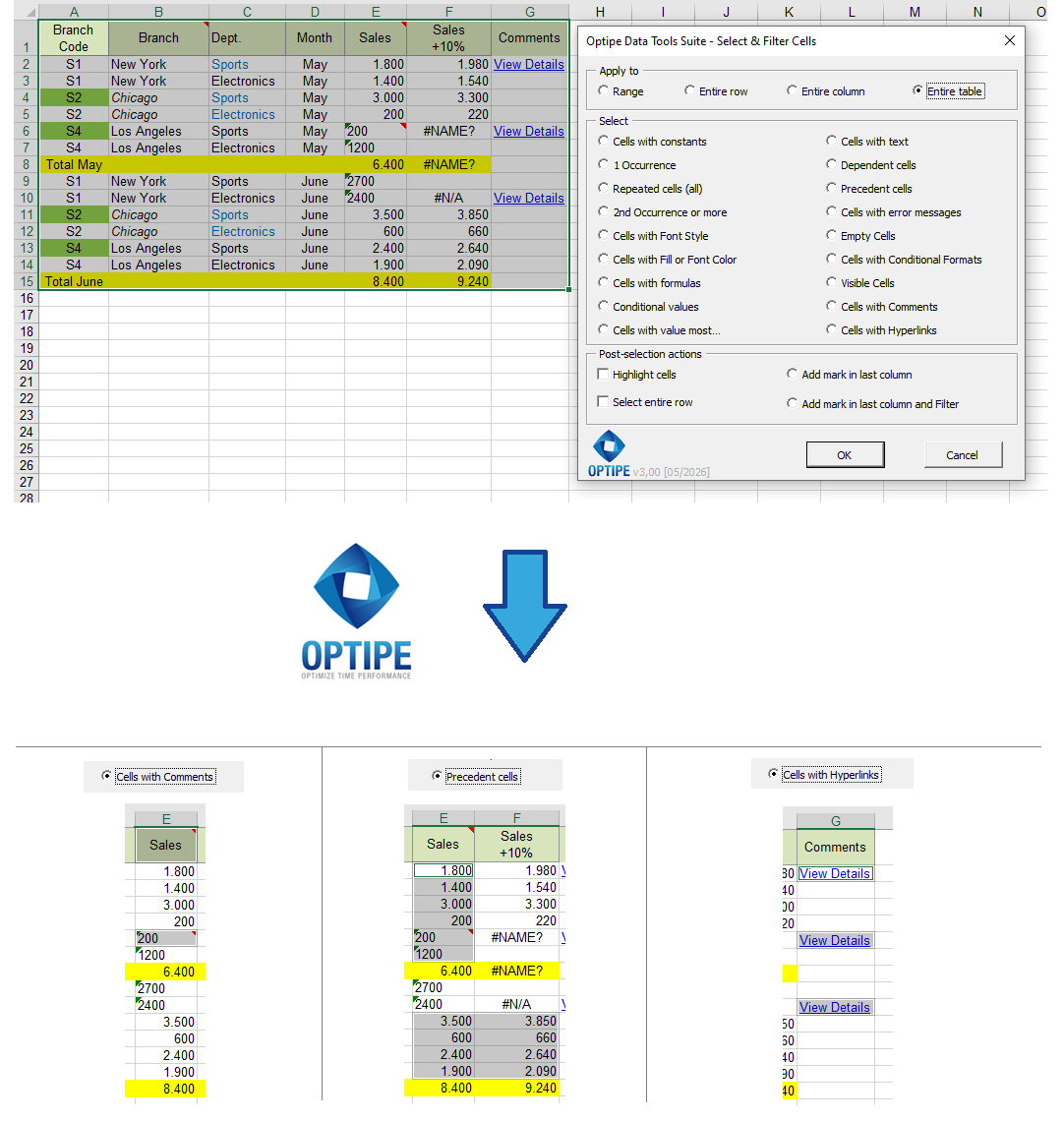 Audit Excel dependencies, precedent cells, comments and hyperlinks to understand formulas and review complex workbook structures.
