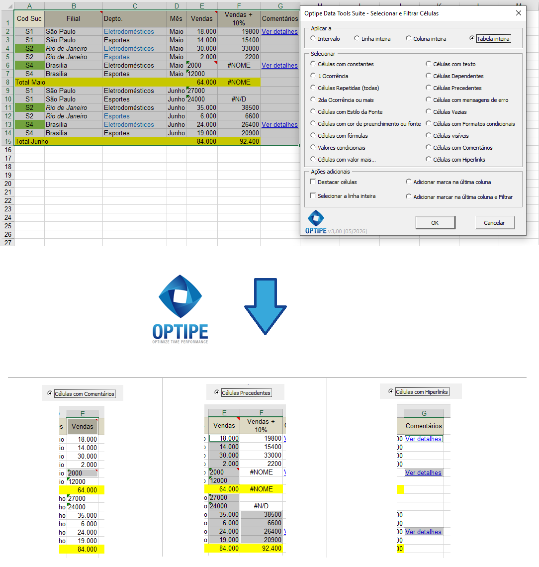 Auditar dependências, células precedentes, comentários e hiperligações no Excel para compreender fórmulas e analisar estruturas complexas